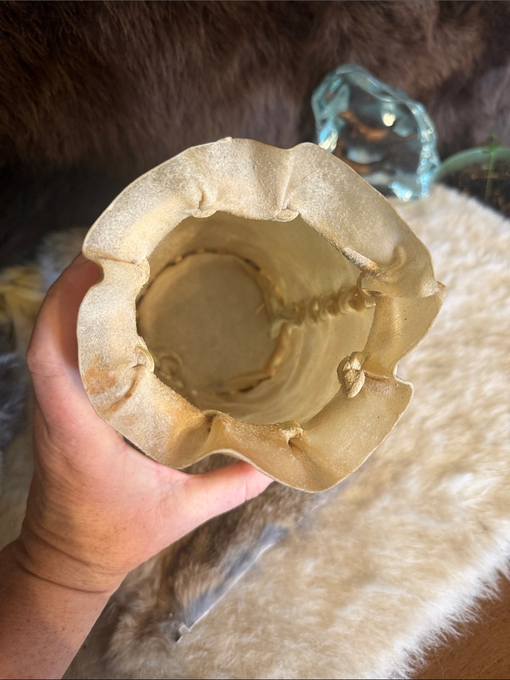 Handmade rawhide Drawstring Vase  (875) - Picture 2 of 5